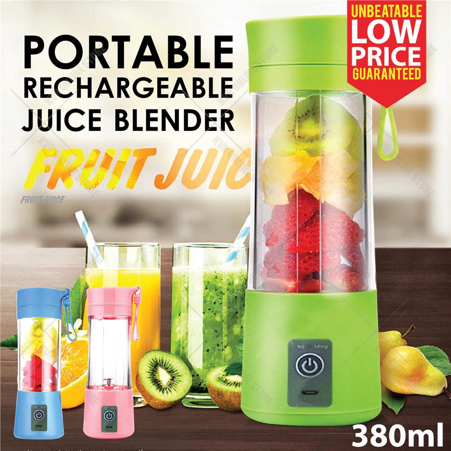 Compact & Portable 380ml USB Wireless Automatic Rechargeable Fresh Fruit  Juice Blender Bottle Portable Travel Juicer Cup 4 Blades Juicer Blender Cut  Mixer – Giftro